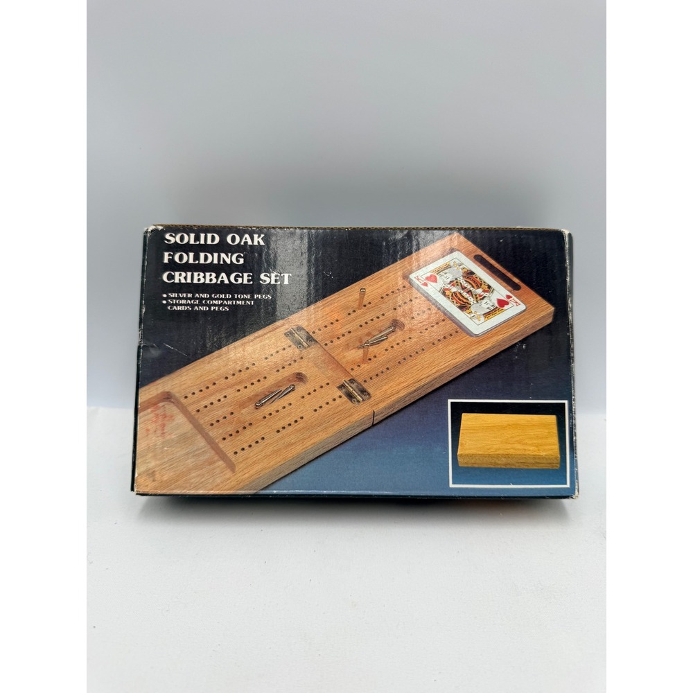 Solid Oak Folding Cribbage Set Wood Travel Game Board
